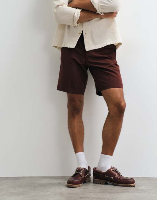 ASOS DESIGN tailored regular shorts in burgundy, 5 of 5