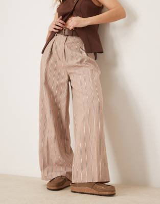 Asos Design Tailored Relaxed Ankle Grazer Pants With Pu Belt