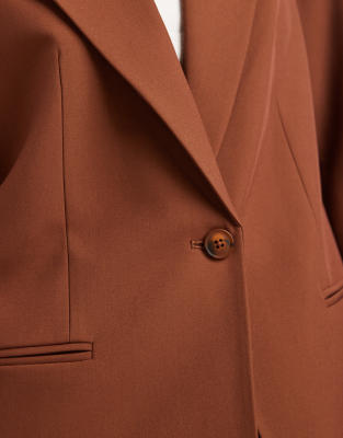 Asos Design Curve Tailored Relaxed Blazer In Brown