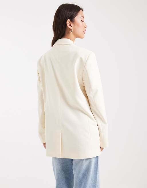 ASOS DESIGN tailored relaxed blazer in buttermilk, 3 of 4