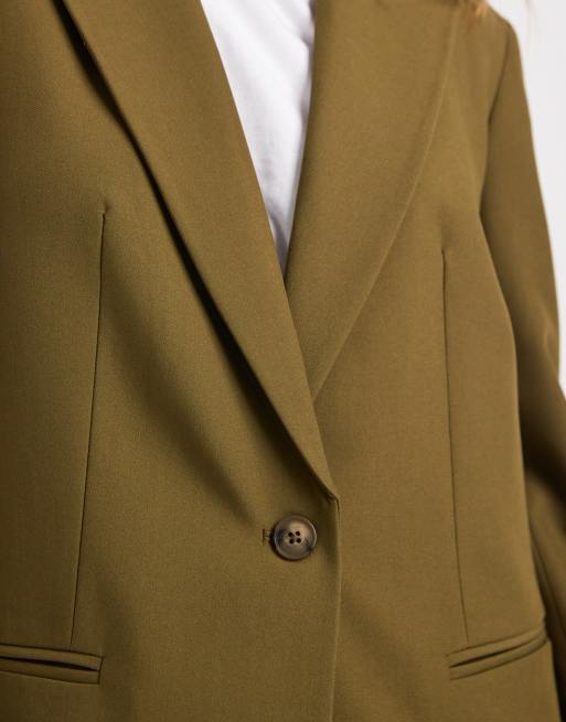ASOS DESIGN tailored relaxed blazer in khaki, 2 of 4