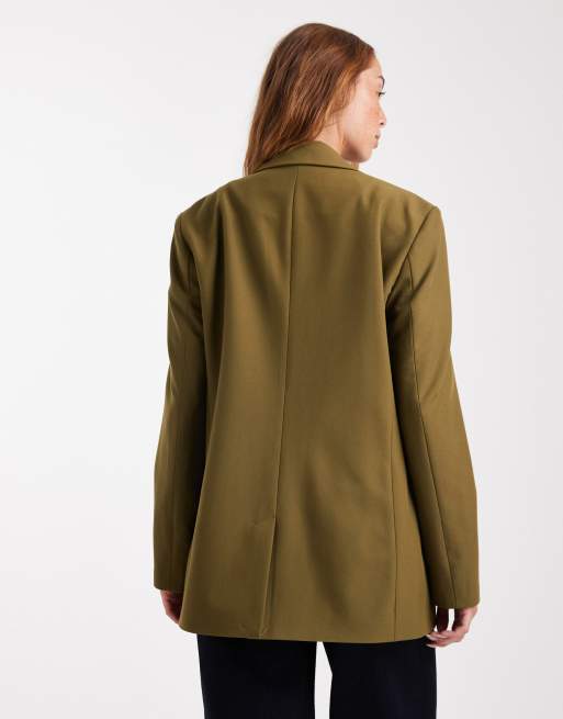 ASOS DESIGN tailored relaxed blazer in khaki, 4 of 4