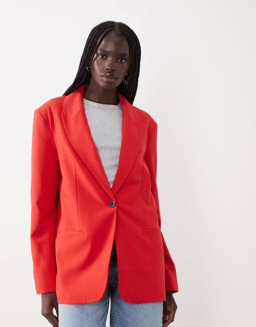 ASOS DESIGN Tailored relaxed blazer in red, 2 of 4