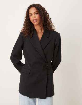 Asos Design Tailored Relaxed Blazer With Belt Detail In Black