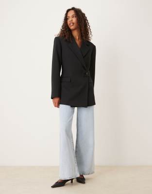 Asos Design Tailored Relaxed Blazer With Belt Detail In Black