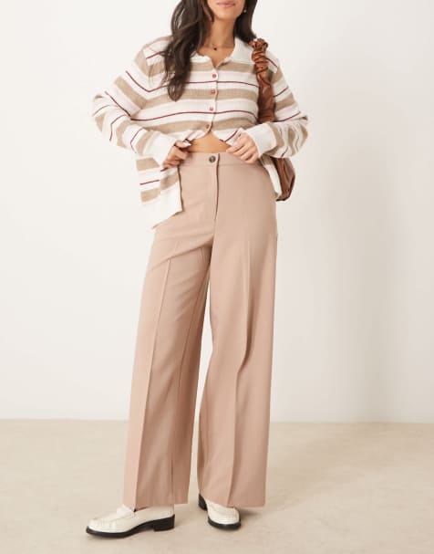 ASOS DESIGN tailored relaxed straight leg pants in apricot - view 1