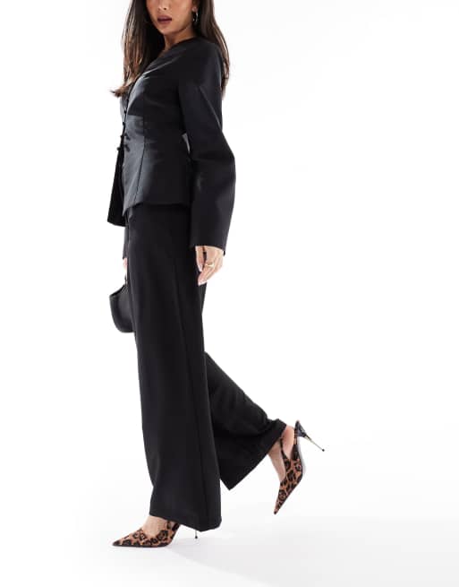 ASOS DESIGN tailored relaxed straight leg pants in black