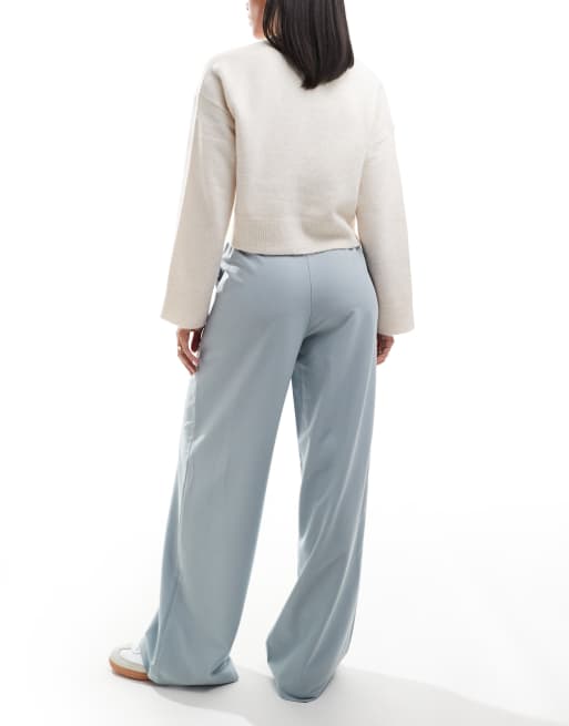 ASOS DESIGN tailored relaxed straight leg pants in blue