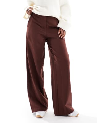 Asos Design Tailored Relaxed Straight Leg Pants In Brown