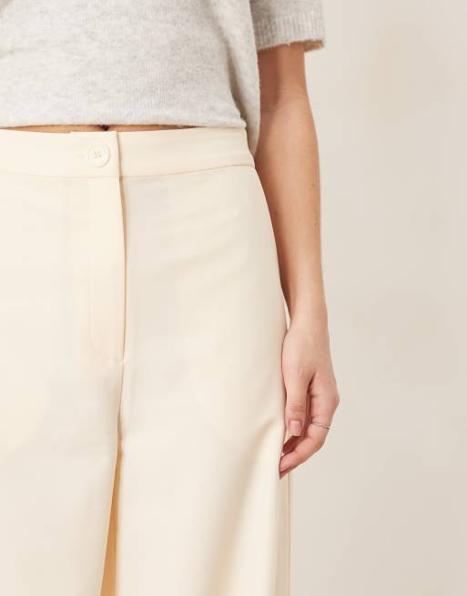 ASOS DESIGN tailored relaxed straight leg pants in buttermilk