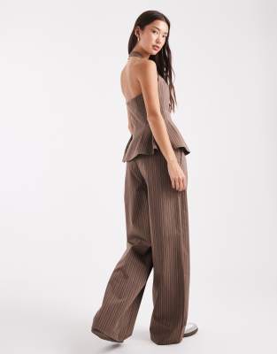 Asos Design Tailored Relaxed Straight Leg Pants In Brown