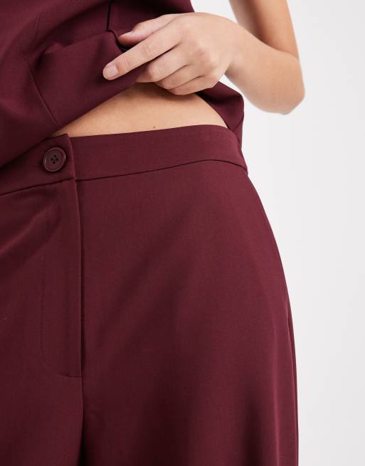 ASOS DESIGN tailored relaxed straight leg pants in dark cherry