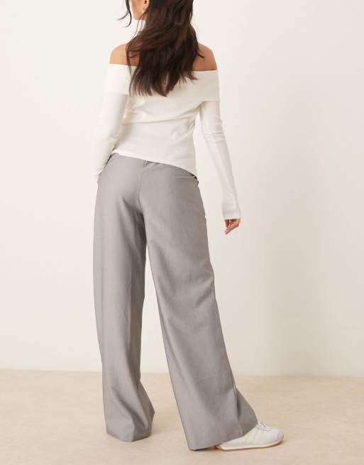 ASOS DESIGN tailored wide leg dad pants in gray