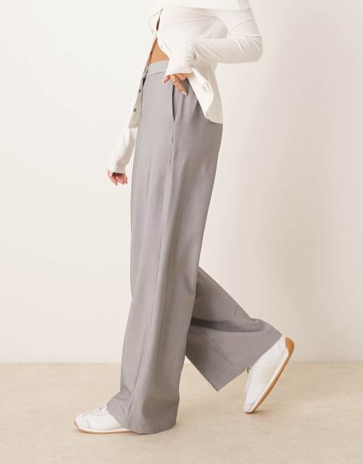 ASOS DESIGN tailored wide leg dad pants in gray