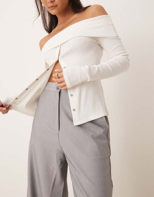 ASOS DESIGN tailored wide leg dad pants in gray