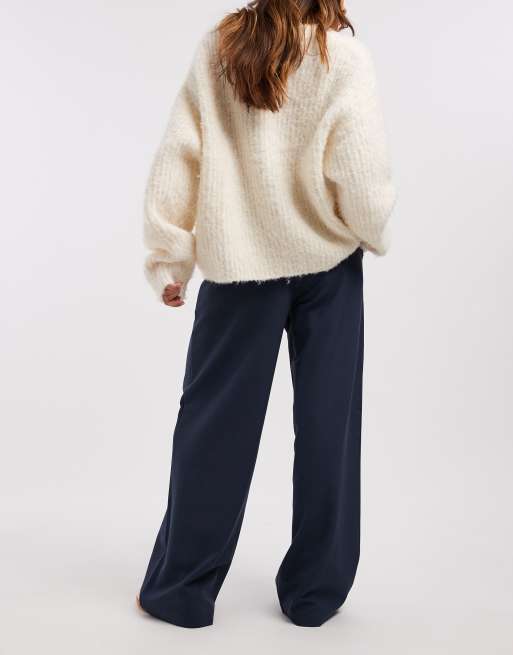ASOS DESIGN tailored relaxed straight leg pants in navy