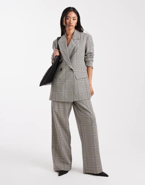 ASOS DESIGN tailored relaxed straight leg pants in plaid - part of a set - view 1