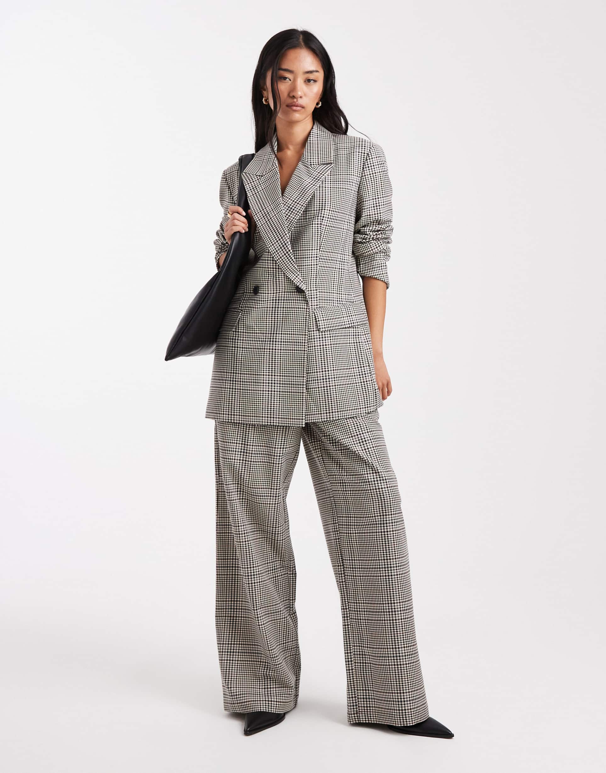 asos design tailored relaxed straight leg pants in plaid - part of a set
