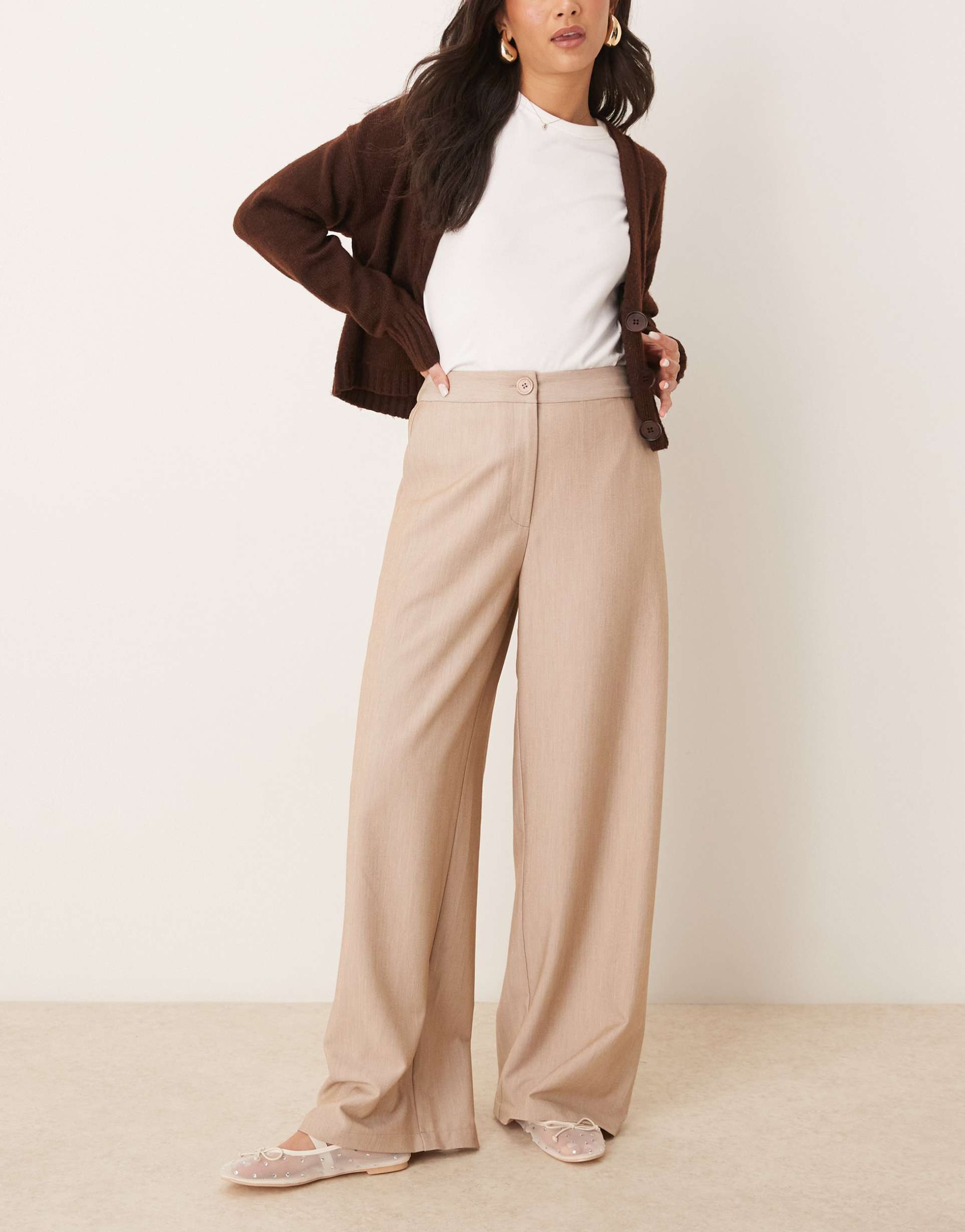 asos design tailored relaxed straight leg pants in stone