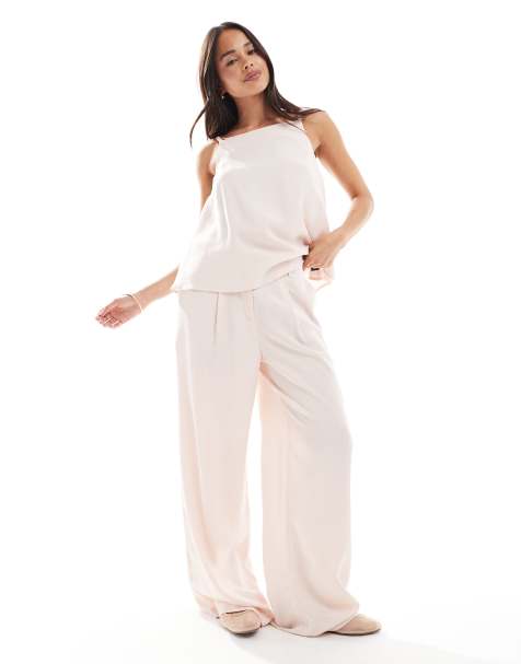 ASOS DESIGN tailored relaxed straight leg trousers co-ord in pink