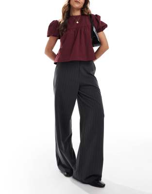 ASOS DESIGN tailored relaxed straight leg trousers in charcoal stripe-Multi φωτογραφία
