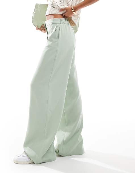 ASOS DESIGN tailored relaxed straight leg trousers in sage - view 1