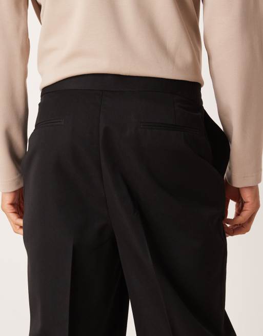 ASOS DESIGN tailored relaxed tapered pants with quarter elasticized waistband in black, 5 of 5