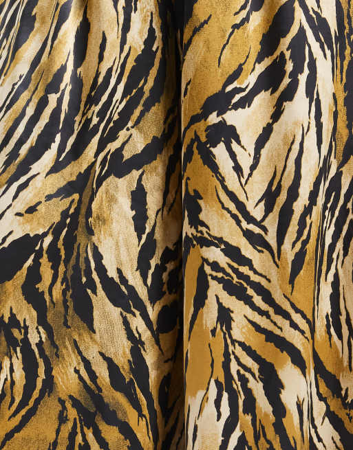 ASOS DESIGN Tailored satin palazzo trouser in tiger print, 5 of 5