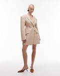 [ASOS DESIGN] ASOS DESIGN tailored sculpted back to front blazer dress in camel-Neutral 10 Camel