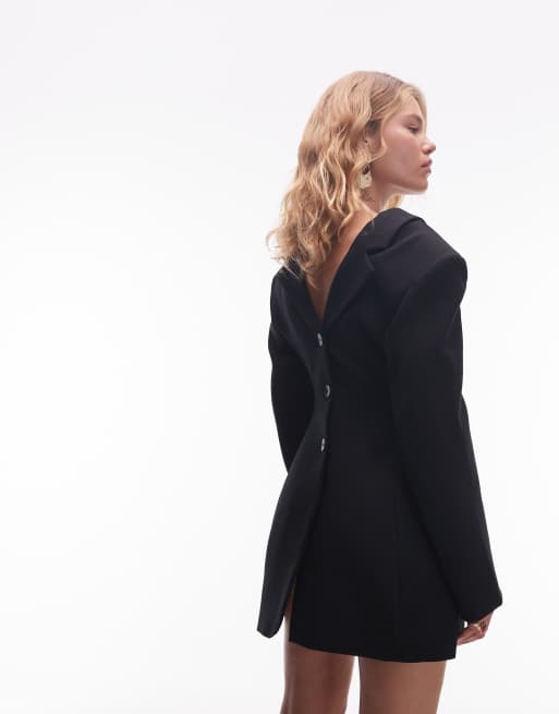 ASOS DESIGN tailored sculpted blazer dress in black
