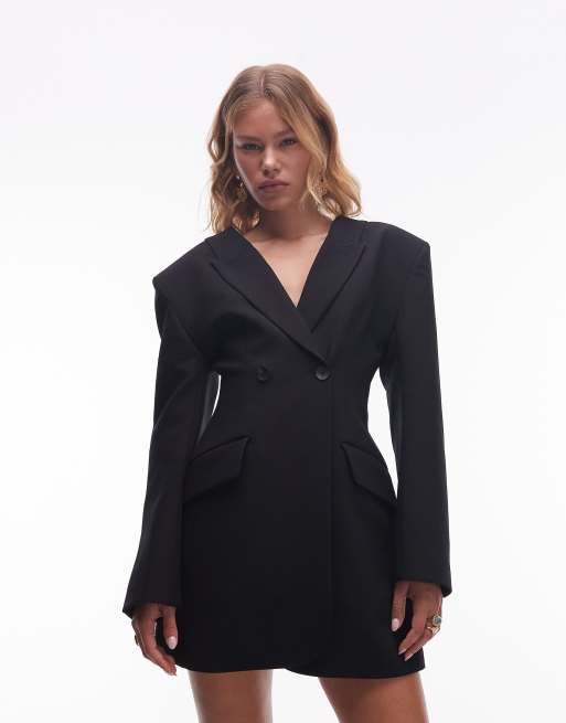 ASOS DESIGN tailored sculpted blazer dress in black