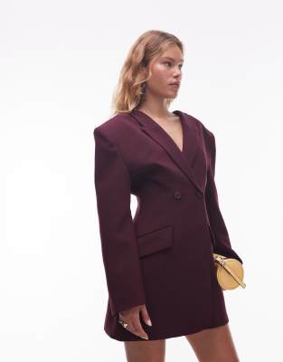 tailored sculpted blazer dress in plum
