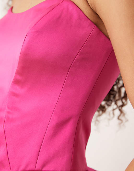 ASOS DESIGN tailored seam detailing corset top in magenta - part of a set, 3 of 4