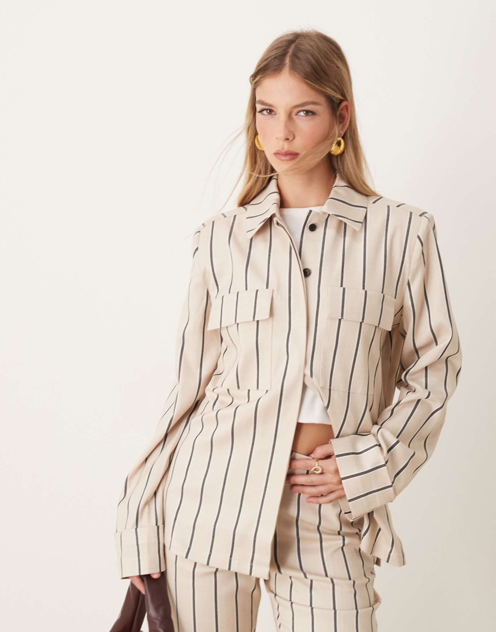 Сшитая на заказ рубашка ASOS DESIGN в полоску цвета экрю