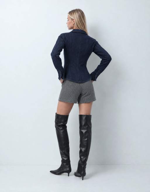 ASOS DESIGN tailored shorts in grey micro check, 10 of 10