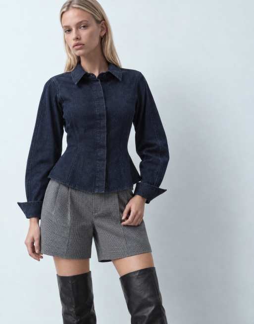 ASOS DESIGN tailored shorts in grey micro check, 6 of 10