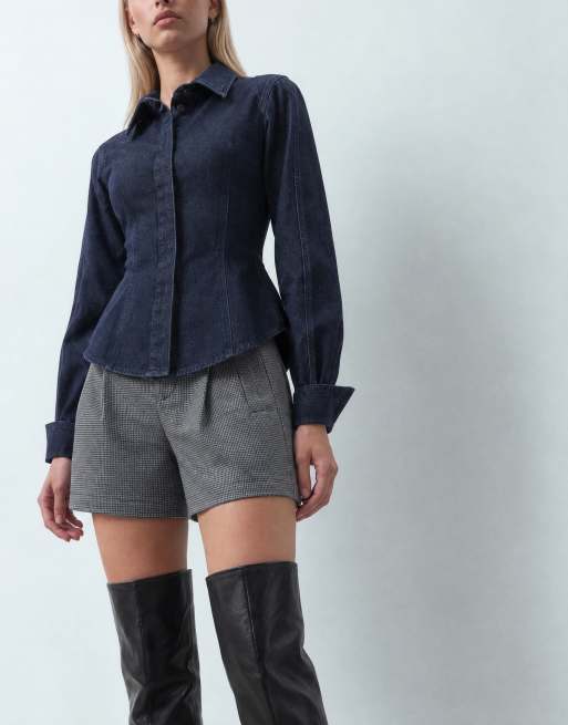 ASOS DESIGN tailored shorts in grey micro check, 7 of 10