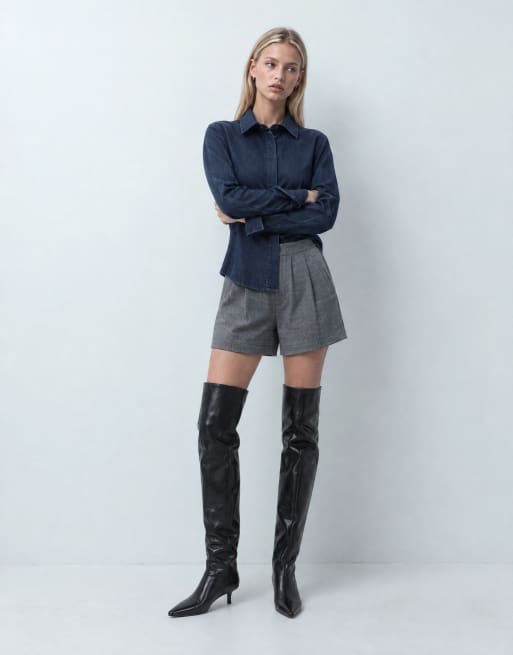 ASOS DESIGN tailored shorts in grey micro check, 8 of 10