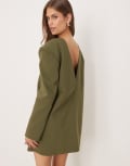 [ASOS DESIGN] ASOS DESIGN tailored shoulder pad shift dress in olive-Green 14 Olive