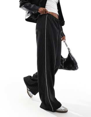Asos Design Tailored Side Stripe Pull On Sweatpants In Black Pinstripe