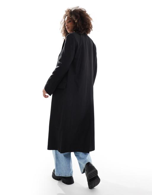 ASOS DESIGN tailored single breasted dad coat in black