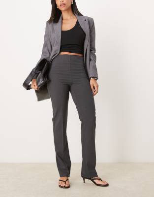 tailored skinny pants with lace waist detail in charcoal-Gray