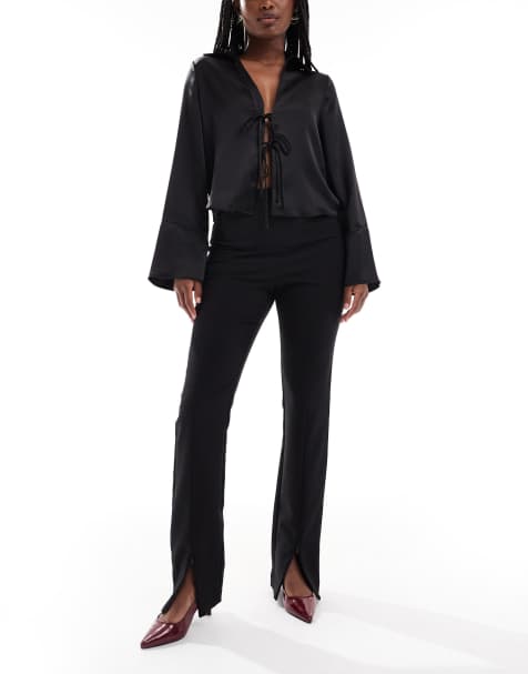 ASOS DESIGN tailored skinny pants with zip front detail in black - view 1