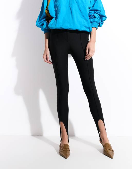 ASOS DESIGN tailored skinny stirrup leggings in black, 3 of 7