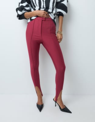 Asos Design Tailored Skinny Stirrup Leggings In Red