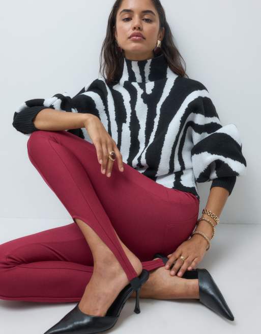 ASOS DESIGN tailored skinny stirrup leggings in red, 2 of 5