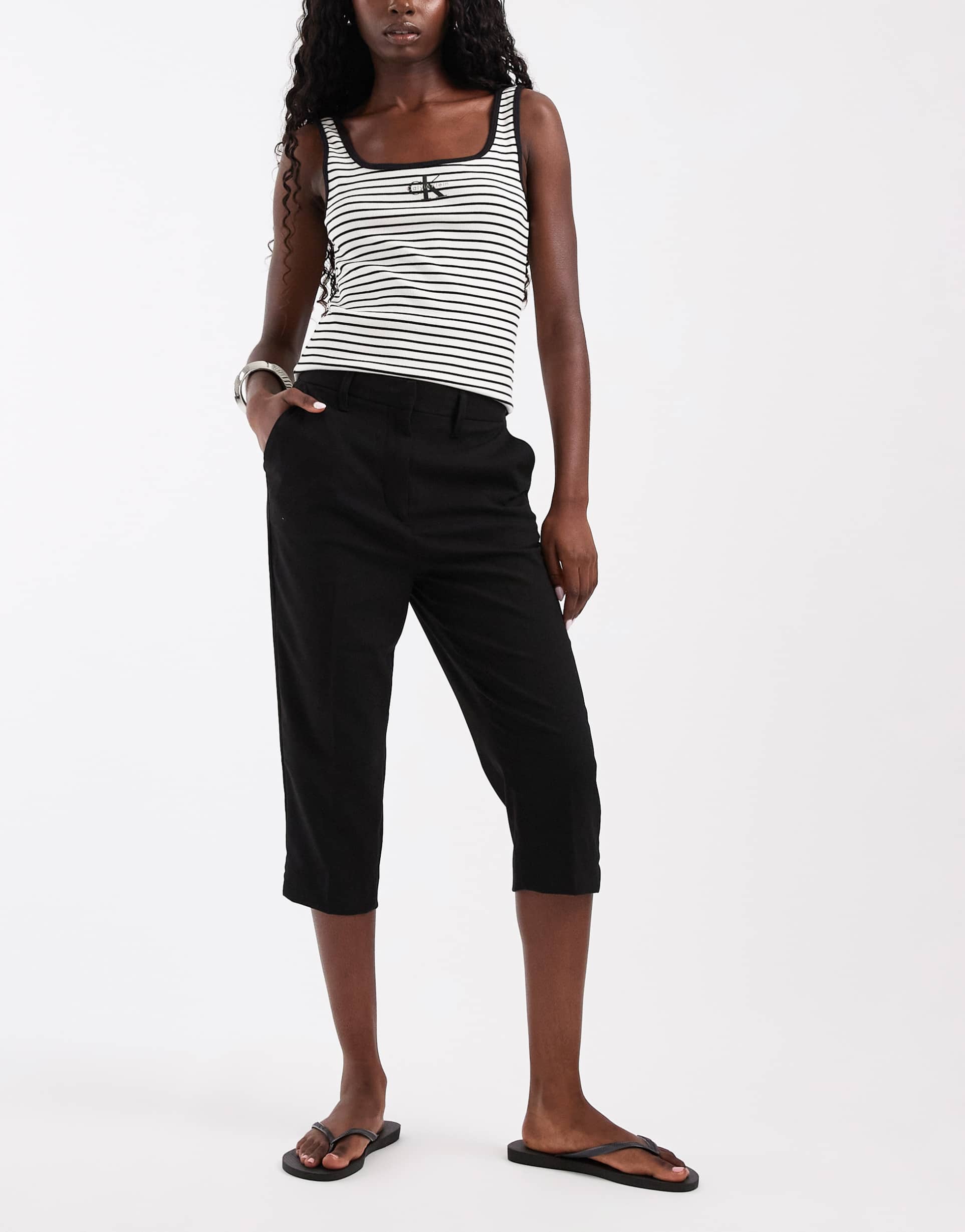 asos design tailored slim capri pants in black