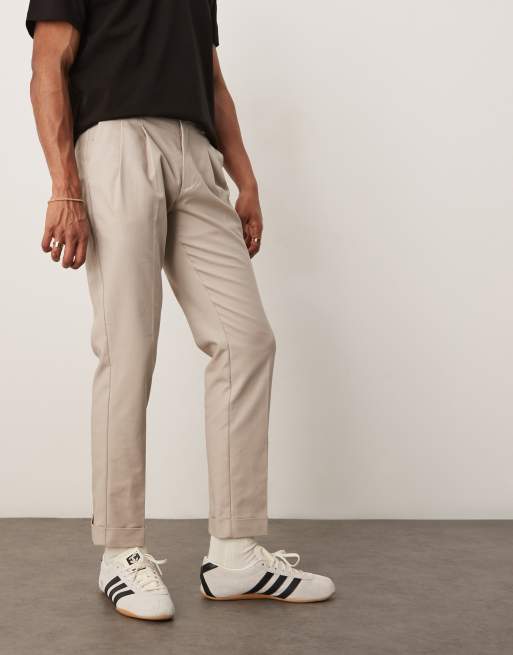 ASOS DESIGN tailored slim fit cotton chino trousers in stone, 5 of 5