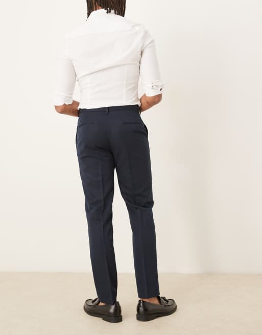 ASOS DESIGN tailored slim fit trousers in navy, 3 of 5