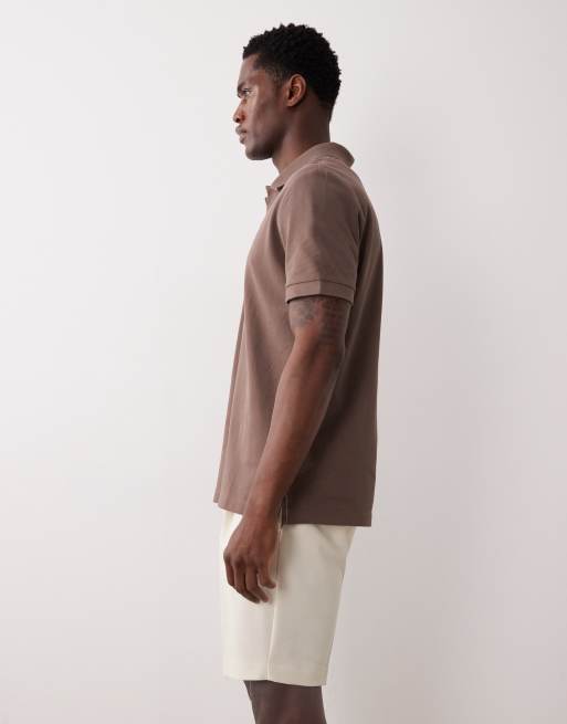 ASOS DESIGN tailored slim pleated shorts in ecru microtexture, 3 of 5